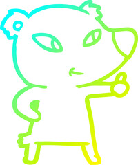 cold gradient line drawing of a cute cartoon bear