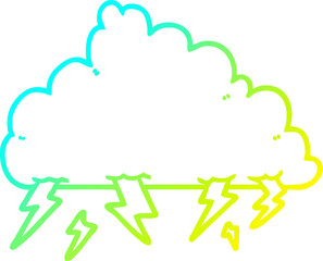 cold gradient line drawing of a cartoon thundercloud