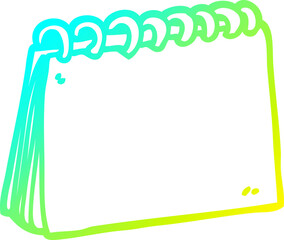 cold gradient line drawing of a cartoon blank calendar