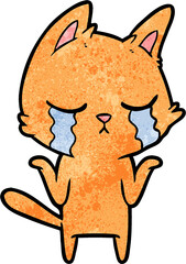 crying cartoon cat shrugging