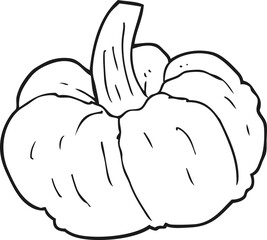 freehand drawn black and white cartoon pumpkin