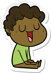 sticker of a laughing cartoon man