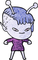 cute cartoon alien girl