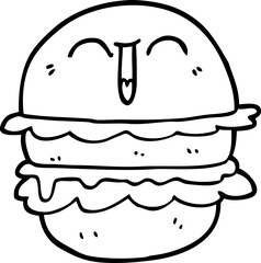 black and white cartoon burger