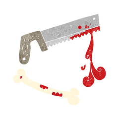 freehand drawn retro cartoon surgeons saw