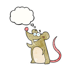 freehand drawn thought bubble textured cartoon mouse