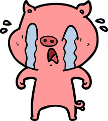 crying pig cartoon
