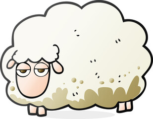 freehand drawn cartoon muddy winter sheep