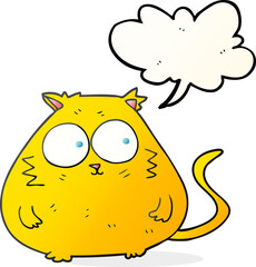 freehand drawn speech bubble cartoon fat cat