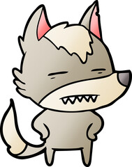 cartoon wolf showing teeth