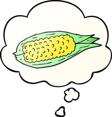 cartoon corn with thought bubble in smooth gradient style