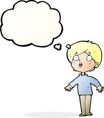 cartoon surprised man with thought bubble