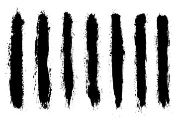 Set of ink black abstract paint stroke isolated on white background. Paint droplets. Digitally generated image. Vector design elements, illustration, EPS 10.