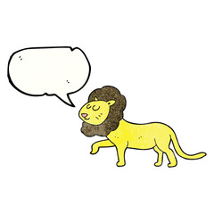 freehand speech bubble textured cartoon lion