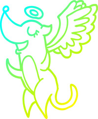 cold gradient line drawing of a cartoon angel dog