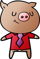 happy cartoon smart pig