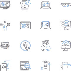 Tutelage line icons collection. Education, Mentorship, Guidance, Coaching, Apprenticeship, Training, Instruction vector and linear illustration. Development,Mentoring,Teaching outline signs set
