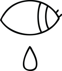 line drawing cartoon of a crying eye looking to one side