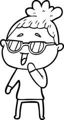 cartoon happy woman wearing spectacles