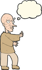 cartoon mean looking man with thought bubble