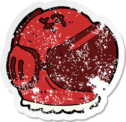 retro distressed sticker of a cartoon astronaut helmet