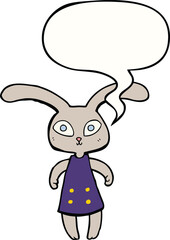 cute cartoon rabbit with speech bubble