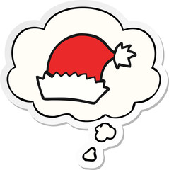 cartoon christmas hat with thought bubble as a printed sticker