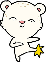 happy cartoon polar bear kicking