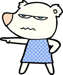 cartoon angry bear polar girl pointing
