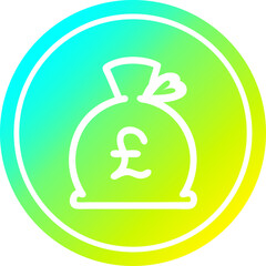 money sack circular icon with cool gradient finish