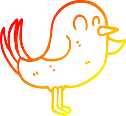 warm gradient line drawing of a cartoon bird pointing