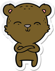 sticker of a happy confident cartoon bear