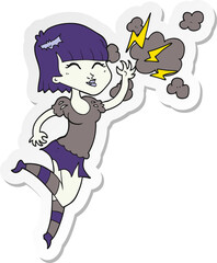 sticker of a cartoon vampire girl flying