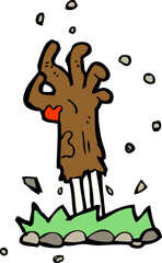 cartoon zombie hand rising from ground