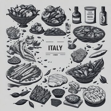 wallpaper, Italy, typical food, minimalist 