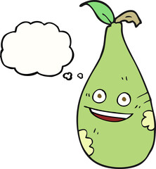 freehand drawn thought bubble cartoon pear