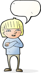 cartoon happy person with speech bubble