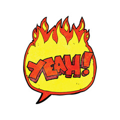 yeah! freehand drawn texture speech bubble cartoon shout