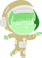 flat color style cartoon curious astronaut