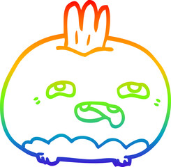 rainbow gradient line drawing of a cartoon happy root vegetable