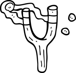 line drawing cartoon catapult toy