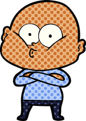 cartoon bald man staring