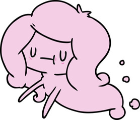 cartoon illustration of a kawaii cute ghost