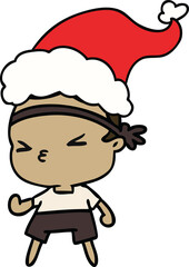 hand drawn christmas cartoon of kawaii boy