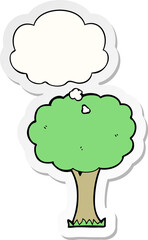 cartoon tree with thought bubble as a printed sticker