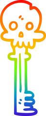 Fototapeta premium rainbow gradient line drawing of a cartoon spooky skull key