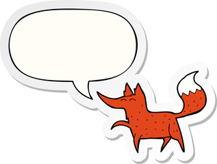 cartoon fox with speech bubble sticker