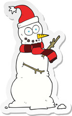 sticker of a cartoon snowman
