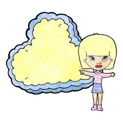 cartoon woman with cloud text space