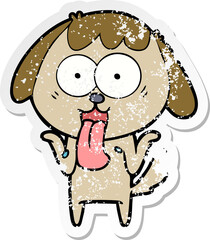 distressed sticker of a cute cartoon dog